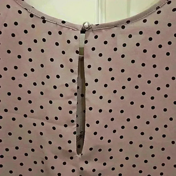 Lily White Lilac Black Polka Dot Feminine Sheer Top Sz Med - Picture 5 of 7